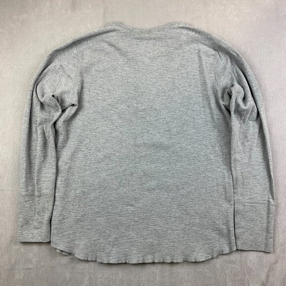 Wings + Horns Mens Shirt Large Gray Heather Slub Rib Henley Long Sleeve Knit - Picture 7 of 7